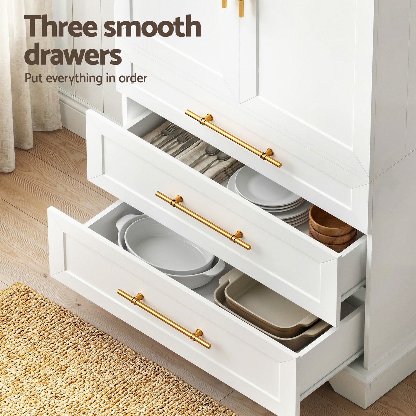 Buffet Sideboard Cabinet Pantry Kitchen Storage Cupboard Drawers Doors