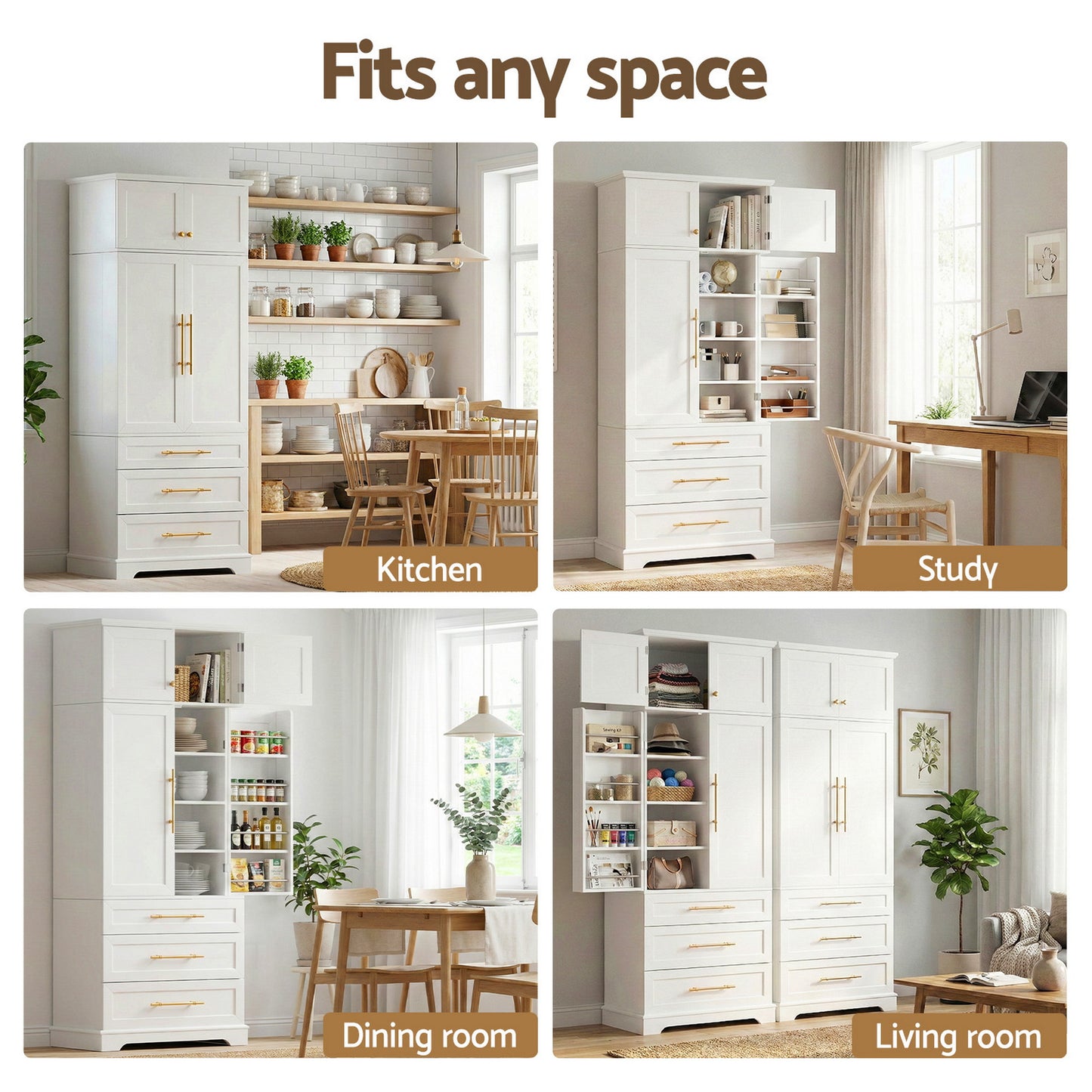 Buffet Sideboard Cabinet Pantry Kitchen Storage Cupboard Drawers Doors