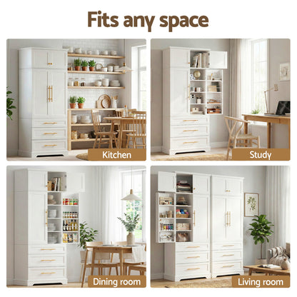 2X Buffet Sideboard Cabinet Pantry Kitchen Storage Cupboard Drawers Doors