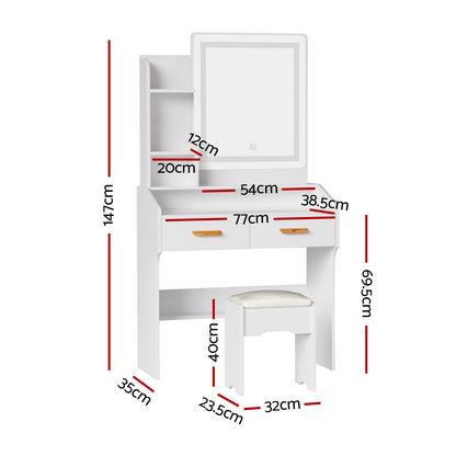 Artiss Dressing Table Set Stool Led White Doria Furniture > Bedroom > Dressing Vanity & Dressing Tables