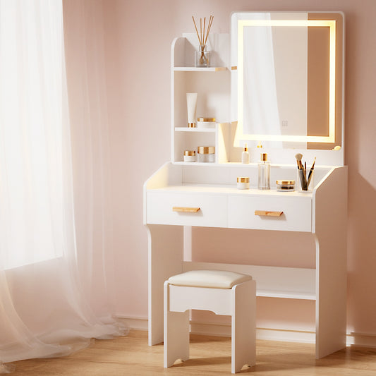 Artiss Dressing Table Set Stool Led White Doria - Furniture > Bedroom > Dressing Vanity & Dressing Tables