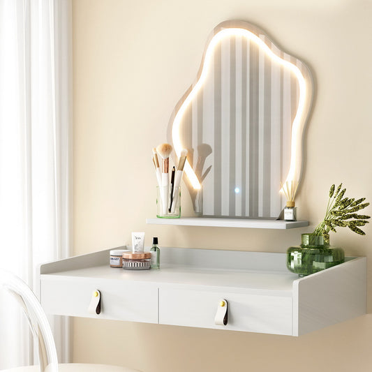 Artiss Dressing Table Floating LED White Daphne - Furniture > Bedroom > Dressing Vanity & Dressing Tables