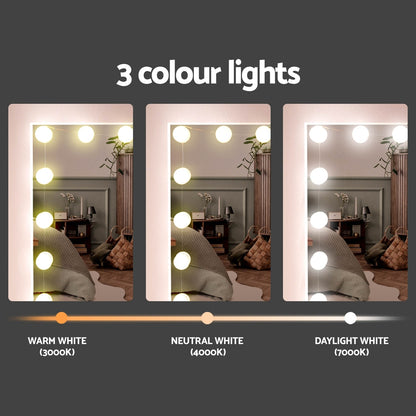 Artiss Dressing Table Set Stool 15 Led Bulbs White Darcy - Furniture > Bedroom > Dressing Vanity & Dressing Tables