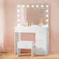 Artiss Dressing Table Set Stool 15 Led Bulbs White Darcy - Furniture > Bedroom > Dressing Vanity & Dressing Tables
