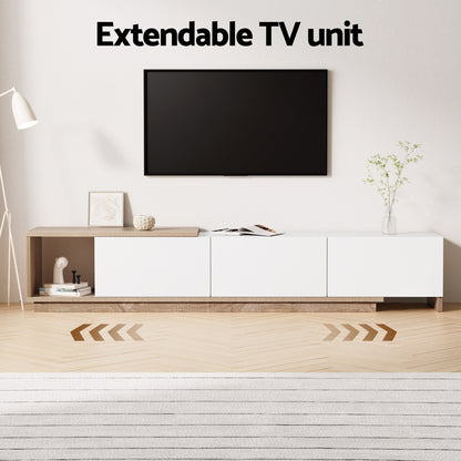 Artiss TV Cabinet Entertainment Unit Stand Extendable White Oak - Furniture > Living Room > TV Units