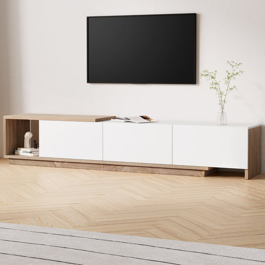 Artiss TV Cabinet Entertainment Unit Stand Extendable White Oak - Furniture > Living Room > TV Units