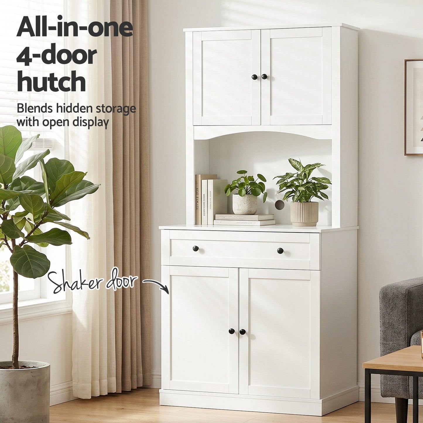 Buffet Sideboard Hutch Cabinet - BEINI White