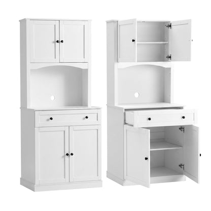 2x Buffet Sideboard Hutch Pantry Cabinet Kitchen Storage BEINI White