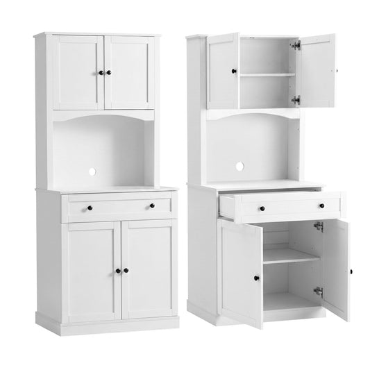 2x Buffet Sideboard Hutch Pantry Cabinet Kitchen Storage BEINI White
