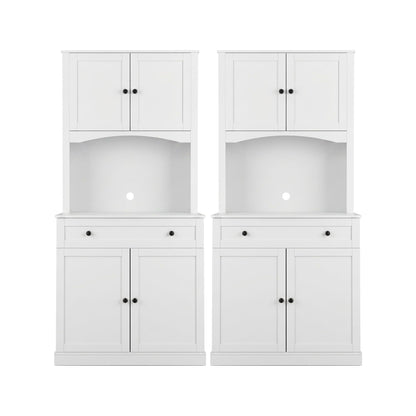 2x Buffet Sideboard Hutch Pantry Cabinet Kitchen Storage BEINI White