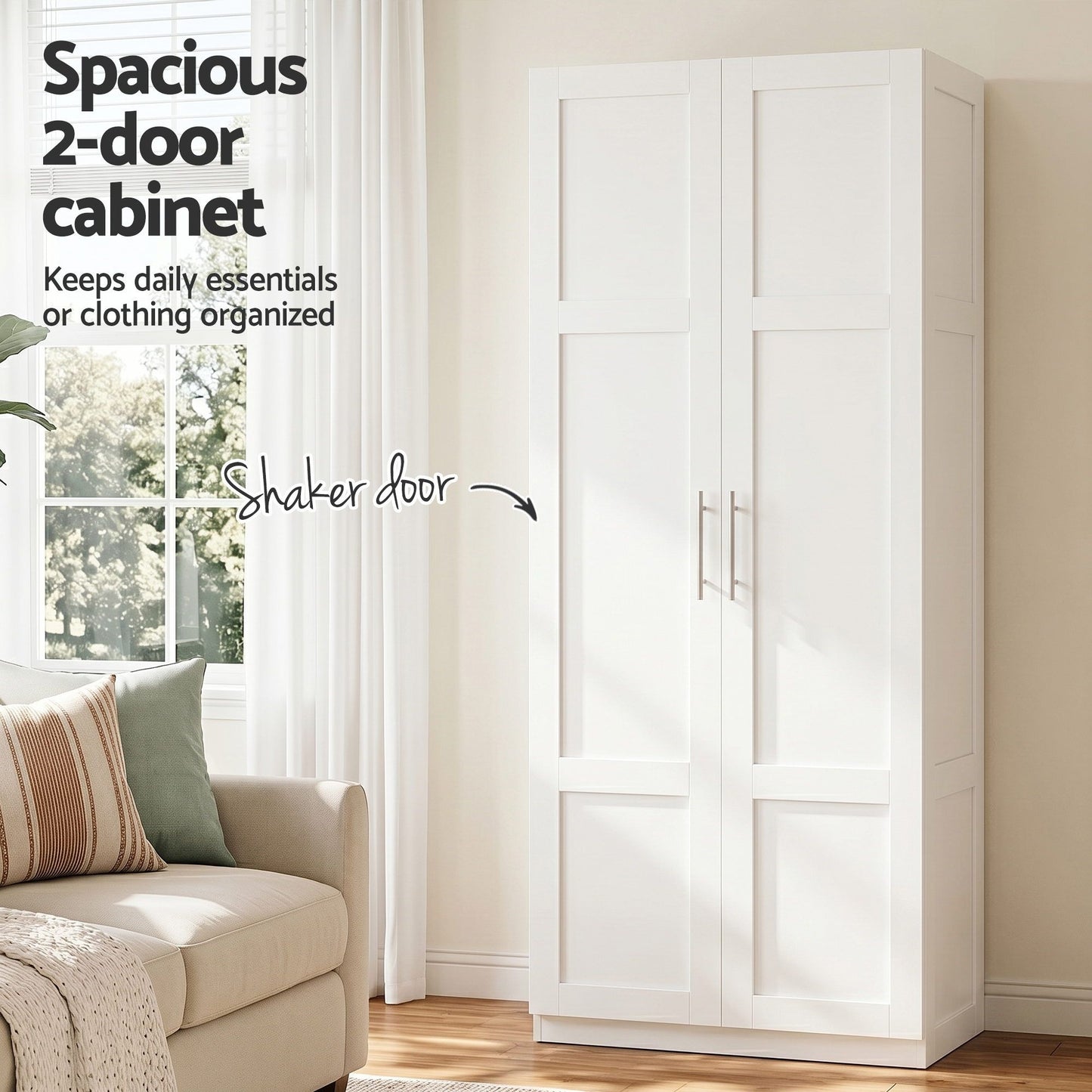 2x Buffet Sideboard Cabinet Pantry Hutch Kitchen Storage Organiser White