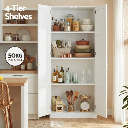 2x Buffet Sideboard Cabinet Pantry Hutch Kitchen Storage Organiser White