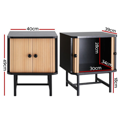 Artiss Bedside Table with Sliding Doors BORIS - Furniture > Bedroom > Bedside Tables