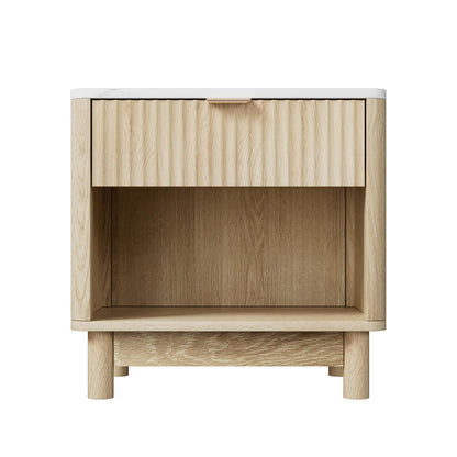 Bedside Table Nightstand 1 Drawer Shelves Pine