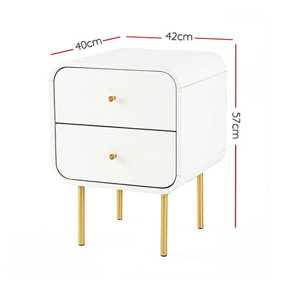 Artiss Bedside Table 2 Drawers Side End Table Nightstand White