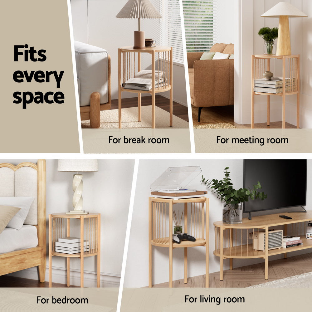 Artiss Coffee Table 2 Tier Round Wood Furniture > Living Room > Coffee Tables