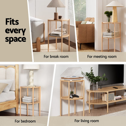 Artiss Coffee Table 2 Tier Round Wood Furniture > Living Room > Coffee Tables