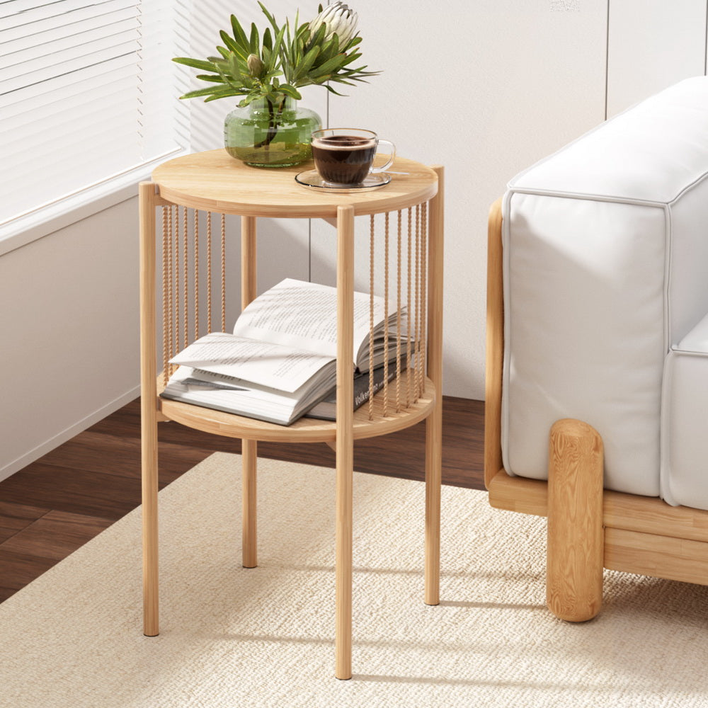 Artiss Coffee Table 2 Tier Round Wood Furniture > Living Room > Coffee Tables