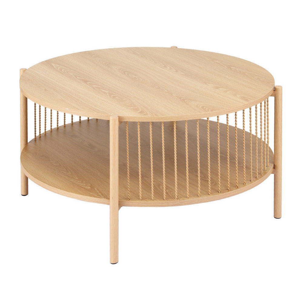 Artiss Coffee Table 2 Tier Round Wood Furniture > Living Room > Coffee Tables