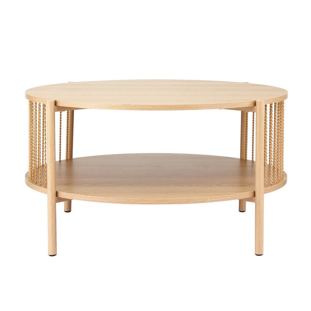 Artiss Coffee Table 2 Tier Round Wood Furniture > Living Room > Coffee Tables