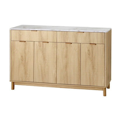 Buffet Sideboard Cabinet Kitchen Storage Cupboard Marble 2 Drawers Pine