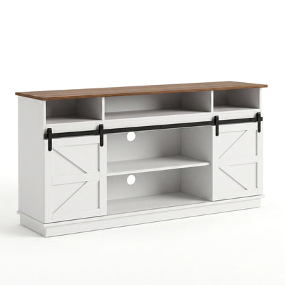Buffet Sideboard Cabinet 150cm 3-Tier Kitchen Storage Sliding Doors White