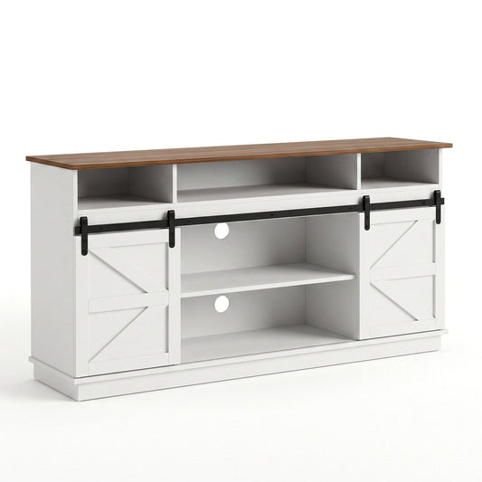 Buffet Sideboard Cabinet 150cm 3-Tier Kitchen Storage Sliding Doors White