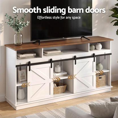Buffet Sideboard Cabinet 150cm 3-Tier Kitchen Storage Sliding Doors White
