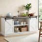 White with walnut accents buffet sideboard storage cabinet kitchen cupboard sliding doors white 150cm x 40cm x 70cm - home storage cabinet Australia