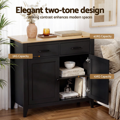 Buffet Sideboard Cabinet Kitchen Storage Cupboard Pantry 2 Drawers Black