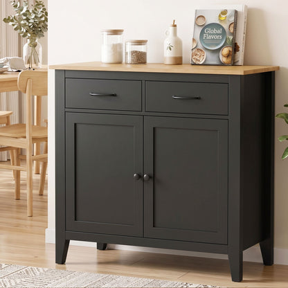 Buffet Sideboard Cabinet Kitchen Storage Cupboard Pantry 2 Drawers Black