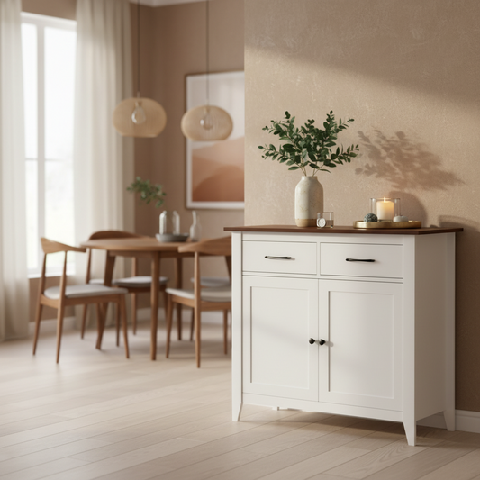 Buffet Sideboard Storage Cabinet Kitchen Cupboard Hallway 2 Drawers White