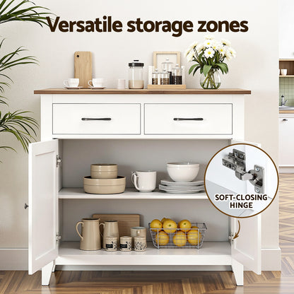 Buffet Sideboard Storage Cabinet Kitchen Cupboard Hallway 2 Drawers White