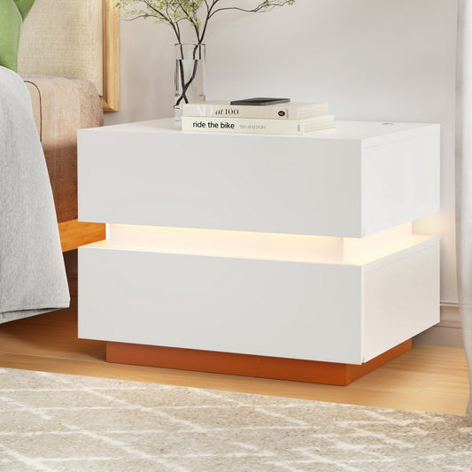 Artiss Smart Bedside Table LED Wireless Charging Ada - Furniture > Bedroom > Bedside Tables