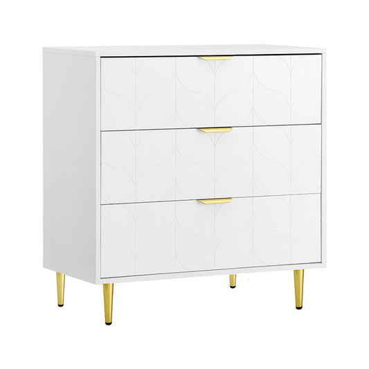 Artiss 3 Chest of Drawers Lowboy Cabinet White - Furniture > Bedroom > Dressers