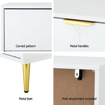 Artiss 3 Chest of Drawers Lowboy Cabinet White - Furniture > Bedroom > Dressers