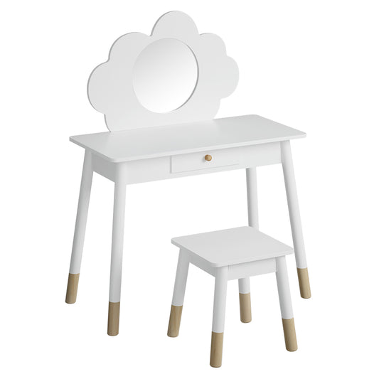 Keezi Kids Dressing Table Chair Set Vanity Makeup Wooden Leg Mirror Drawer - Baby & Kids > Kid’s Furniture > Kid’s
