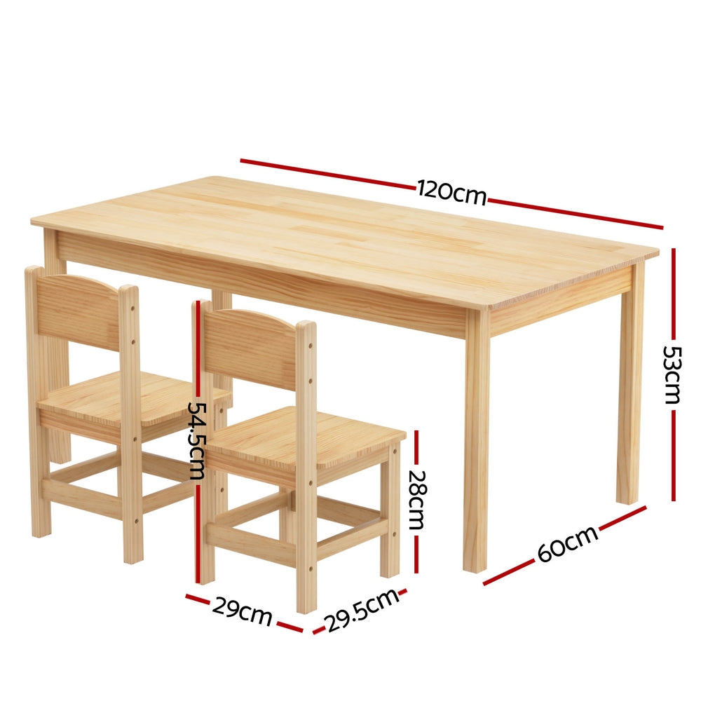 1 Keezi Kids Table and 2 Chairs Set Pinewood - Baby & Kids > Kid’s Furniture > Kid’s Tables Chairs & Seats