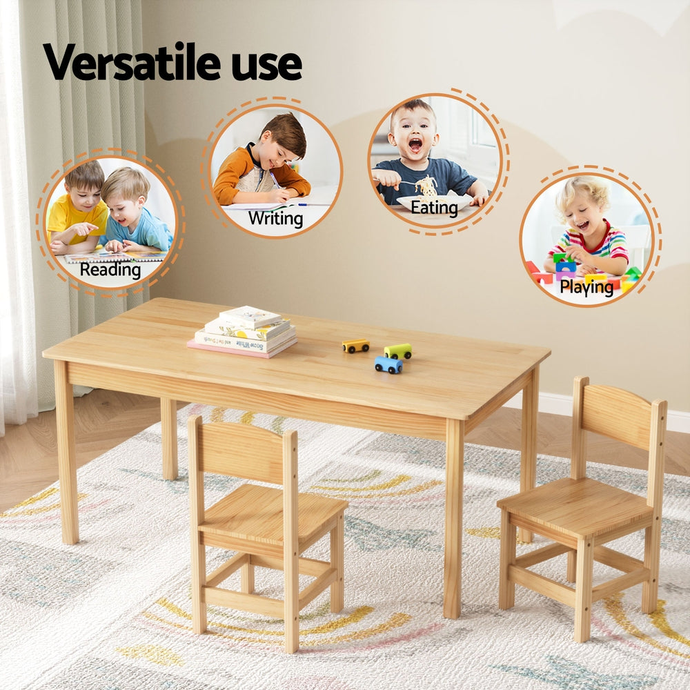 1 Keezi Kids Table and 2 Chairs Set Pinewood - Baby & Kids > Kid’s Furniture > Kid’s Tables Chairs & Seats