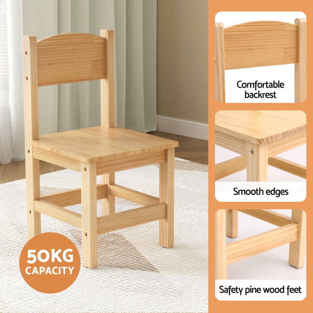 1 Keezi Kids Table and 2 Chairs Set Pinewood - Baby & Kids > Kid’s Furniture > Kid’s Tables Chairs & Seats