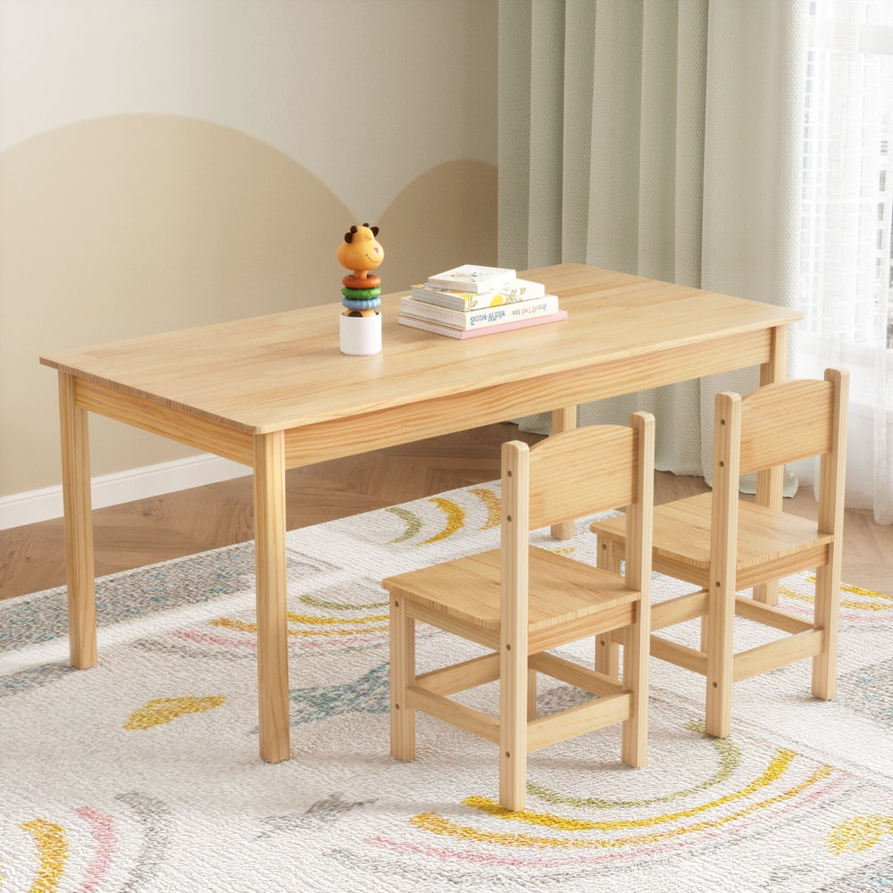 1 Keezi Kids Table and 2 Chairs Set Pinewood - Baby & Kids > Kid’s Furniture > Kid’s Tables Chairs & Seats