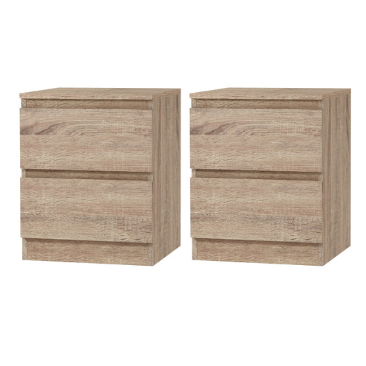 Artiss 2x Bedside Table 2 Drawers - PEPE Oak - Furniture > Bedroom > Bedside Tables