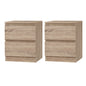 Artiss 2x Bedside Table 2 Drawers - PEPE Oak - Furniture > Bedroom > Bedside Tables