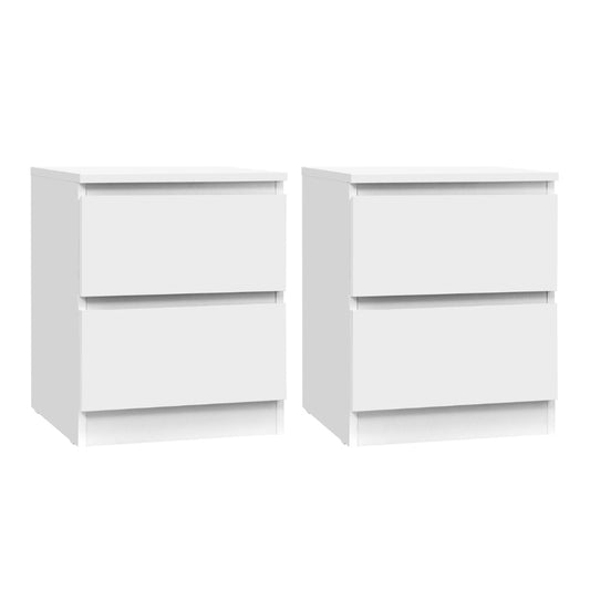 Artiss 2x Bedside Table 2 Drawers - PEPE White - Furniture > Bedroom > Bedside Tables
