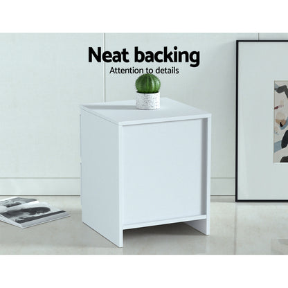 Artiss 2x Bedside Table 2 Drawers PEPE White Furniture > Bedroom > Bedside Tables