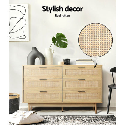 Artiss 6 Chest of Drawers - BRIONY Oak - Furniture > Bedroom > Dressers