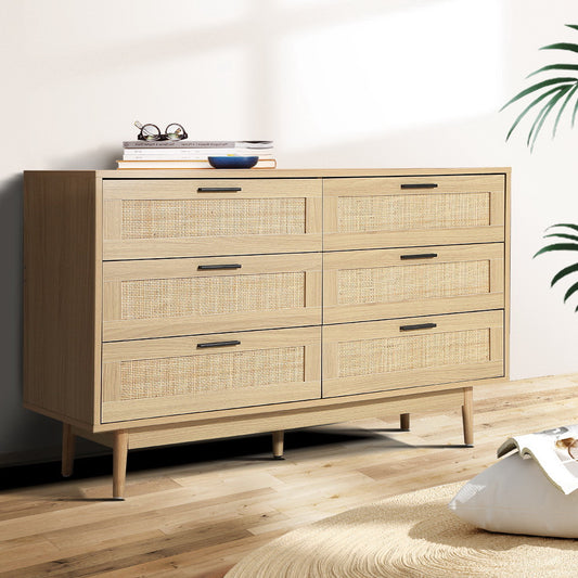 Artiss 6 Chest of Drawers - BRIONY Oak - Furniture > Bedroom > Dressers