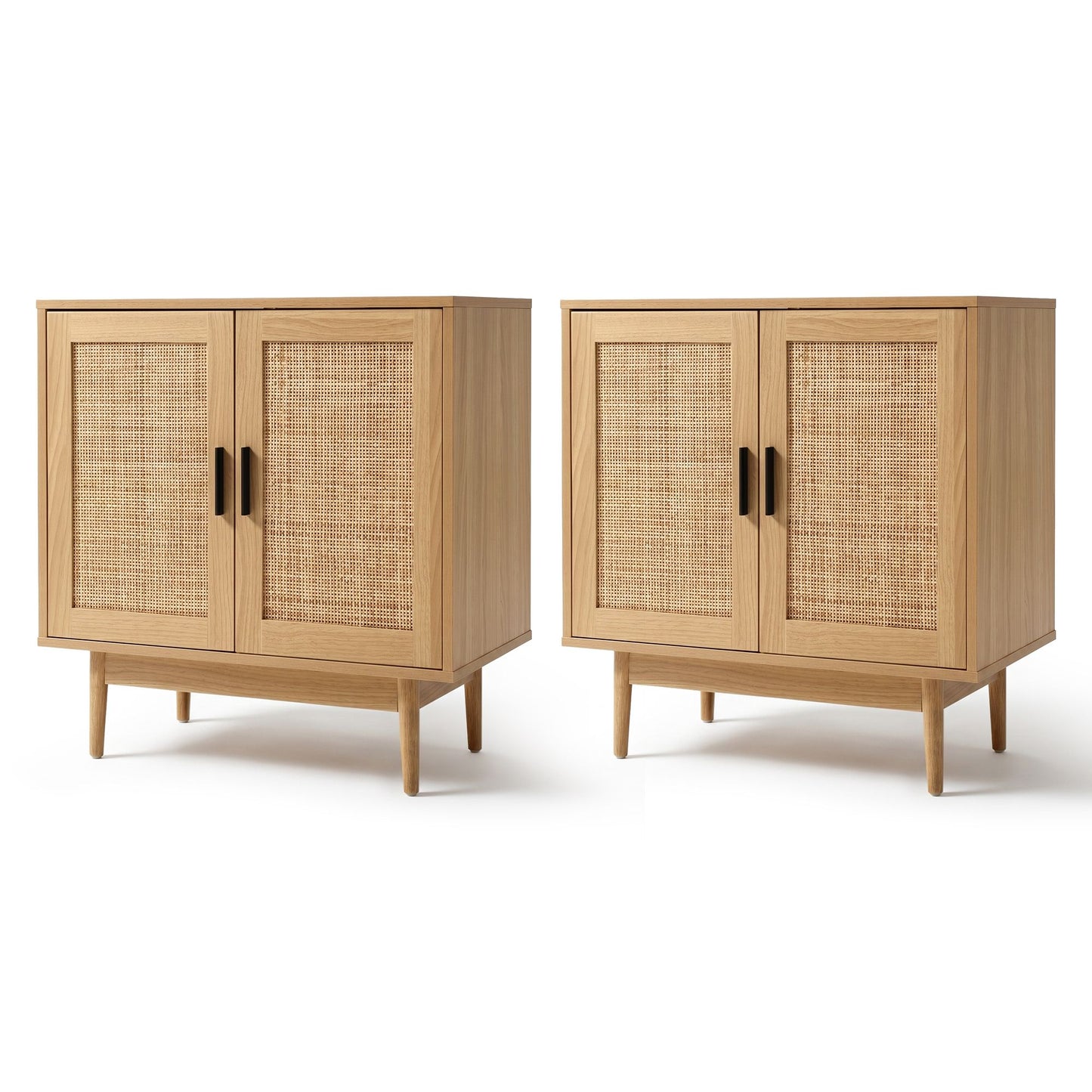 2x Buffet Sideboard Cabinet Rattan Cupboard 2 Doors Storage Pantry BRIONY