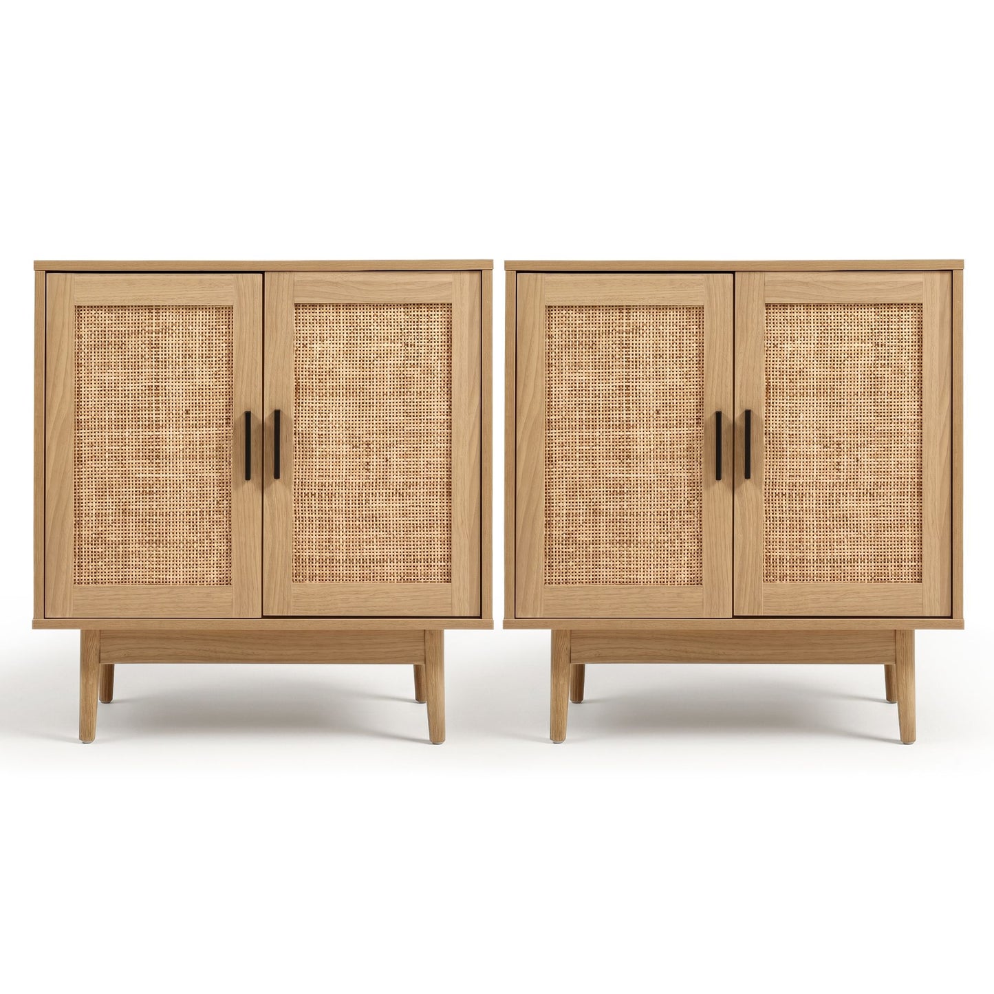 2x Buffet Sideboard Cabinet Rattan Cupboard 2 Doors Storage Pantry BRIONY