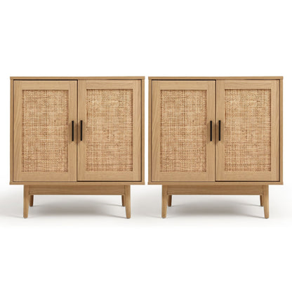 2x Buffet Sideboard Cabinet Rattan Cupboard 2 Doors Storage Pantry BRIONY